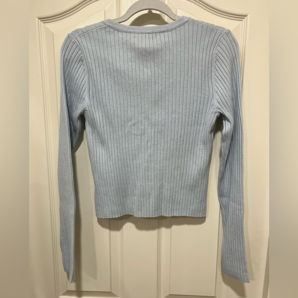 Open Edit Light Blue Ribbed Cardigan NWT - Picture 4 of 4
